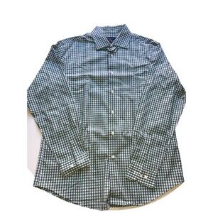 Bloomingdales men's store long sleeve green checks shirt XL